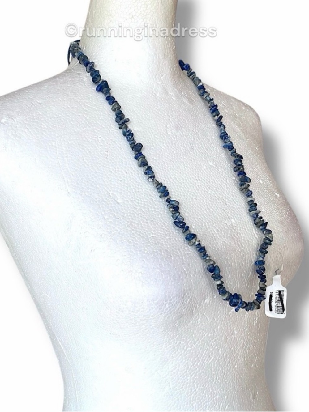 Free People Lapis Lazuli Beaded Necklace Blue Coastal Boho NWT - Picture 7 of 13